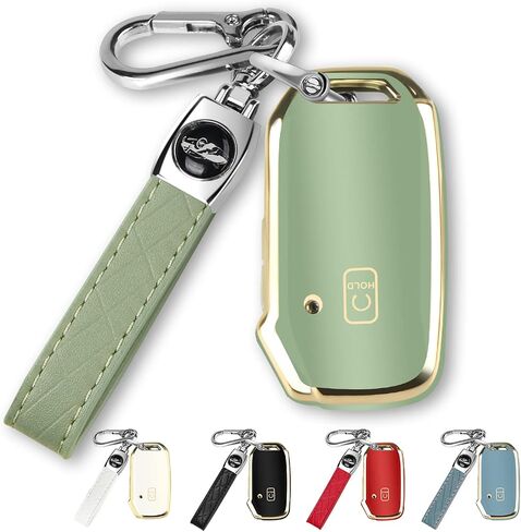 QBUC لغطاء KIA Key Fob مع سلسلة مفاتيح لعام 2019 2020 2021 2022 Kia K5 Sorento Telluride إلخ (1 أو لا يوجد زر على السطح الأمامي فقط) (أزرق) in Saudi Arabia