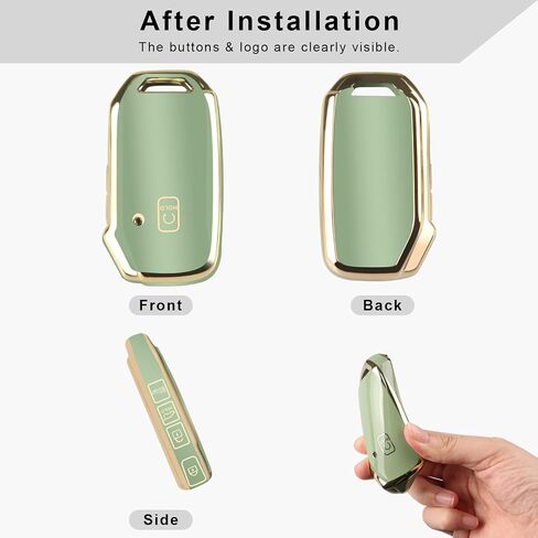 QBUC لغطاء KIA Key Fob مع سلسلة مفاتيح لعام 2019 2020 2021 2022 Kia K5 Sorento Telluride إلخ (1 أو لا يوجد زر على السطح الأمامي فقط) (أزرق) in Saudi Arabia