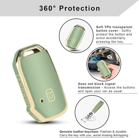 QBUC لغطاء KIA Key Fob مع سلسلة مفاتيح لعام 2019 2020 2021 2022 Kia K5 Sorento Telluride إلخ (1 أو لا يوجد زر على السطح الأمامي فقط) (أزرق) in Saudi Arabia