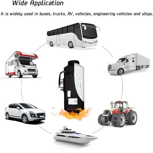 سخان ديزل 12 فولت 5 كيلو وات RV سخان هواء لوقوف السيارات مع شاشة LCD للتحكم عن بعد، كاتم صوت خزان 10 لتر للسيارة/RV/القارب/الشاحنة/الشاحنة/الحافلة (أسود-رمادي) in Kuwait