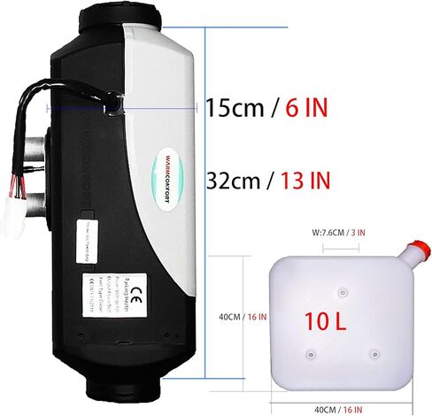 سخان ديزل 12 فولت 5 كيلو وات RV سخان هواء لوقوف السيارات مع شاشة LCD للتحكم عن بعد، كاتم صوت خزان 10 لتر للسيارة/RV/القارب/الشاحنة/الشاحنة/الحافلة (أسود-رمادي) in Kuwait