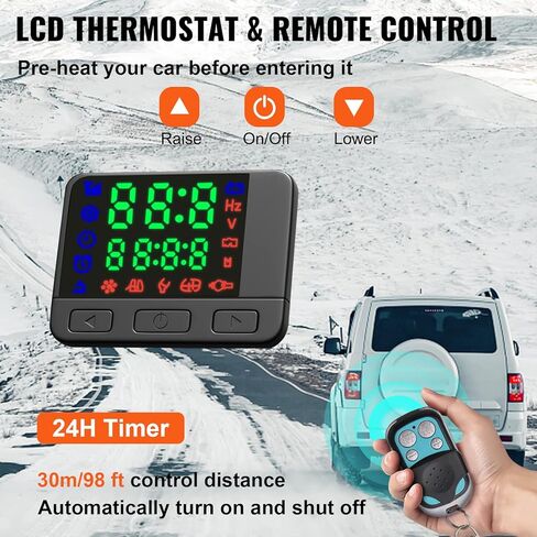 Happybuy 5KW سخان هواء ديزل 12 فولت سخان وقوف السيارات ديزل كاتم صوت مزدوج 5KW سخان ديزل مع ترموستات LCD لمنزل متنقل مقطورة حافلة RV والقوارب in Kuwait