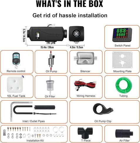 Happybuy 5KW سخان هواء ديزل 12 فولت سخان وقوف السيارات ديزل كاتم صوت مزدوج 5KW سخان ديزل مع ترموستات LCD لمنزل متنقل مقطورة حافلة RV والقوارب in Kuwait