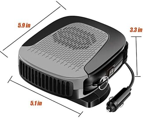 مروحة سيارة محمولة لسخان السيارة 2 في 1، 12 فولت 150 وات، وصلة ولاعة سجائر مع تسخين وتبريد للتدفئة السريعة، محمولة باليد وقابلة للتعديل بزاوية 360 درجة in Kuwait