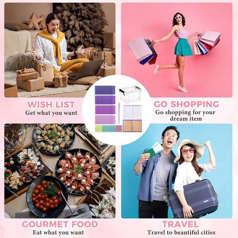 100 Envelopes Money Saving Challenge Kit, Save 5050 Dollars In 100 Days Kit, 100 Cash Envelopes and Organizer Box Set, Money Saving 100 Envelopes for Cash Challenge, Money Gift Idea(Purple) in Saudi Arabia