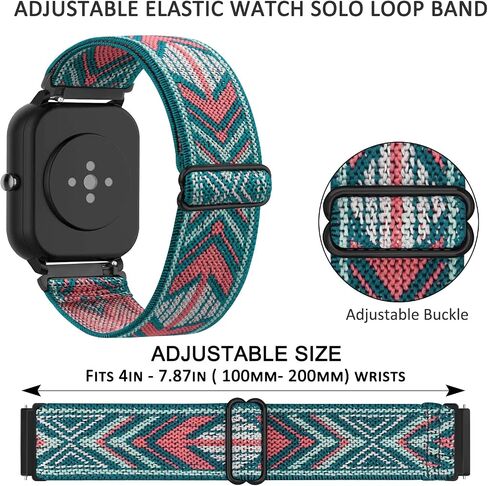 سوار قماش Amzpas لـ Amazfit Bip U Pro/ Bip U/ Bip S/ Bip Lite/ Bip S Lite/ Bip 3/Bip 3 Pro/Amazfit GTR 42 مم، 20 مم سوار نايلون ناعم قابل للتمدد سريع الفك، 4 عبوات من سوار معصم مرن قابل للتعديل للنساء رجل in Saudi Arabia