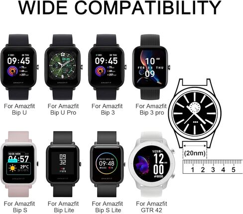 سوار قماش Amzpas لـ Amazfit Bip U Pro/ Bip U/ Bip S/ Bip Lite/ Bip S Lite/ Bip 3/Bip 3 Pro/Amazfit GTR 42 مم، 20 مم سوار نايلون ناعم قابل للتمدد سريع الفك، 4 عبوات من سوار معصم مرن قابل للتعديل للنساء رجل in Kuwait