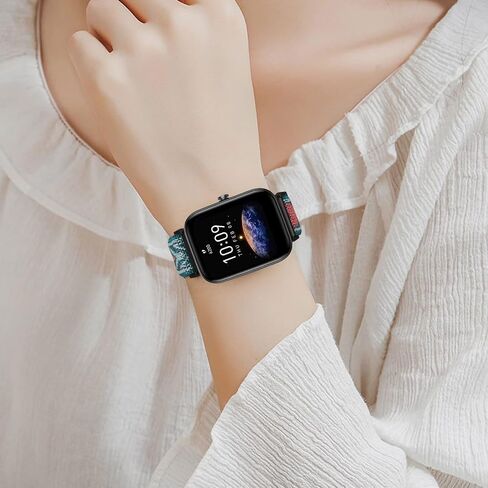 سوار قماش Amzpas لـ Amazfit Bip U Pro/ Bip U/ Bip S/ Bip Lite/ Bip S Lite/ Bip 3/Bip 3 Pro/Amazfit GTR 42 مم، 20 مم سوار نايلون ناعم قابل للتمدد سريع الفك، 4 عبوات من سوار معصم مرن قابل للتعديل للنساء رجل in Saudi Arabia