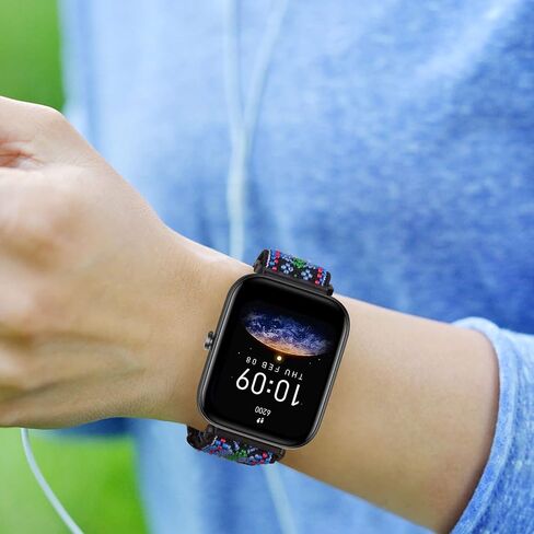 سوار قماش Amzpas لـ Amazfit Bip U Pro/ Bip U/ Bip S/ Bip Lite/ Bip S Lite/ Bip 3/Bip 3 Pro/Amazfit GTR 42 مم، 20 مم سوار نايلون ناعم قابل للتمدد سريع الفك، 4 عبوات من سوار معصم مرن قابل للتعديل للنساء رجل in Saudi Arabia