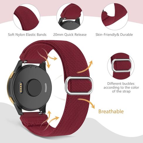 أربطة قابلة للتمدد متوافقة مع Garmin Forerunner 245/245 Music/Venu/Vivoactive 3/Venu Sq/Vivoactive 3 Music/Vivomove HR/Forerunner 645/645 Music/Venu 2 Plus (5 عبوات) in Saudi Arabia