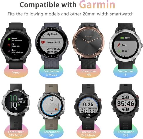 أربطة قابلة للتمدد متوافقة مع Garmin Forerunner 245/245 Music/Venu/Vivoactive 3/Venu Sq/Vivoactive 3 Music/Vivomove HR/Forerunner 645/645 Music/Venu 2 Plus (5 عبوات) in Saudi Arabia