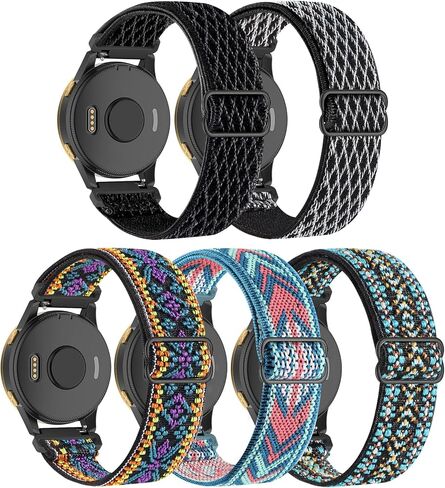 أربطة قابلة للتمدد متوافقة مع Garmin Forerunner 245/245 Music/Venu/Vivoactive 3/Venu Sq/Vivoactive 3 Music/Vivomove HR/Forerunner 645/645 Music/Venu 2 Plus (5 عبوات) in Saudi Arabia