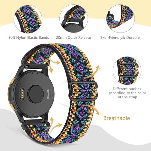أربطة قابلة للتمدد متوافقة مع Garmin Forerunner 245/245 Music/Venu/Vivoactive 3/Venu Sq/Vivoactive 3 Music/Vivomove HR/Forerunner 645/645 Music/Venu 2 Plus (5 عبوات) in Saudi Arabia