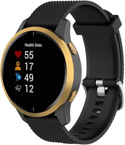 لسوار بديل Garmin Venu، حزام معصم بديل من السيليكون 20 مم لـ Garmin Venu وGarmin Vivoactive 3/3 Music (سيليكون أسود) in Saudi Arabia
