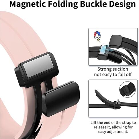 Magnetic Silicone Watch Band for Garmin Venu/Garmin Venu 2 Plus Watch Band, Garmin Venu Sq Band/Garmin Sq 2 Bands, Magnet Folding Buckle Replacement Sport Strap for Men Women in Saudi Arabia