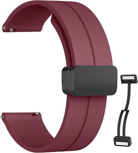 Magnetic Silicone Watch Band for Garmin Venu/Garmin Venu 2 Plus Watch Band, Garmin Venu Sq Band/Garmin Sq 2 Bands, Magnet Folding Buckle Replacement Sport Strap for Men Women in Saudi Arabia