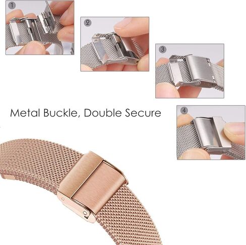 مجموعة أحزمة Garmin Vivomove HR المتوافقة، مصنوعة من الفولاذ المقاوم للصدأ + سوار شبكي بديل لساعة Garmin Vivomove HR Sport/Premium، ذهبي وردي in Kuwait