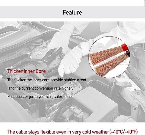 Pack-1 Car Jumper Cables, 9.8Ft Vehicle Rescue Wires with Portable Carry Bag, Universal Automobile Accessories, for Most Cars, Trucks and Vans (Black & Red) in Saudi Arabia