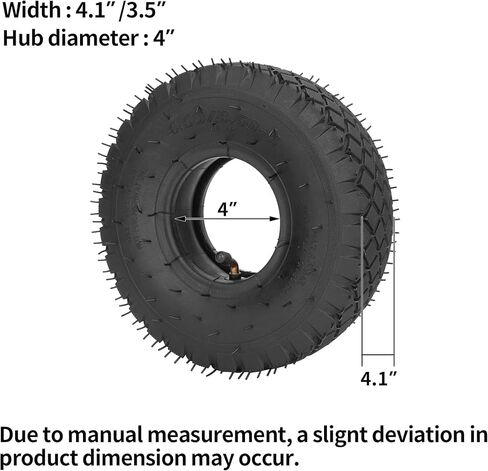 RUTU 2 Pack 4.10/3.50-4 Replacement Tire+Inner Tube with Bent Valve Stem for Lawn Mower Hand Truck Wheelbarrow Trailers Dollies Wagon Snowblower Compressor Generator Chipper All Purpose Utility in Kuwait