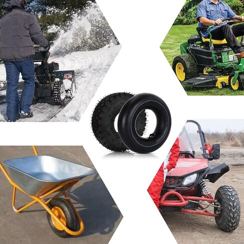 RUTU 2 Pack 4.10/3.50-4 Replacement Tire+Inner Tube with Bent Valve Stem for Lawn Mower Hand Truck Wheelbarrow Trailers Dollies Wagon Snowblower Compressor Generator Chipper All Purpose Utility in Kuwait