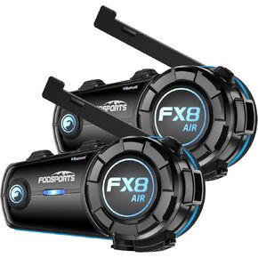 FODSPORTS FX8 AIR Motorcycle Bluetooth Headset, 1000M Motorcycle Communication Systems with 3 Sound Effects, Hands-Free Helmet Intercom with CVC Noise Cancellation, IP65 Waterproof, FM Radio, 1 Pack