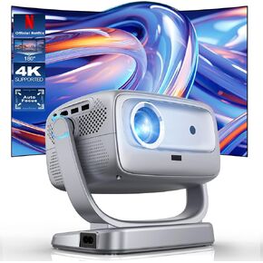 Projector with WiFi and Bluetooth Portable Outdoor: [Auto Focus/Keystone/360° Stand] Smart TV 4K Movie Projector with Apps Netflix Licensed 850 ASIN Dolby Audio 400" Zoom Android Home Camping Ceiling
