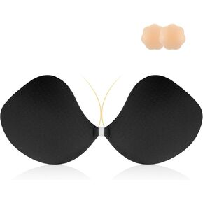 حمالة صدر لاصقة من Niidor، حمالة صدر لاصقة بدون حمالات للنساء، حمالة صدر غير مرئية من السيليكون مع أغطية للحلمات لفستان بدون ظهر باللون البيج in Kuwait