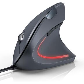 TECKNET Wired Mouse, 6400 DPI Ergonomic Mouse 6 Buttons Silent Mouse 4 Adjustable DPI Vertical Mouse Compatible with Windows/Chrome/Laptop/Computer
