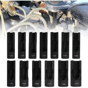 RULLINE 2Pcs 17mm+21mm Flare Nut Socket Set 2-Piece Kit for Automotive and Mechanical Applications 1/2" square drive
