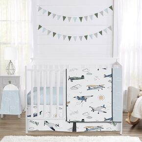 Sweet Jojo Designs Red, White and Blue Baseball Patch Sports Baby Boy Crib Bedding Set - 4 Pieces - Grey Patchwork Stripe