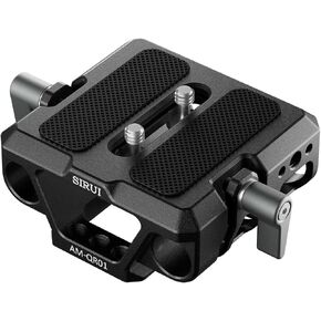 SIRUI Camera Baseplate with Quick Release Base, Universal 15mm Rod Rail Mount Base Plate with Dual Clamp, LWS Rail Block for Tripod & Shoulder Support, Camera Cage Accessories, AM-QR01