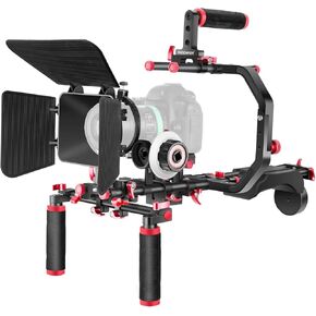 NEEWER Universal Shoulder Rig Kit, 16"/40cm Extended 15mm Rod Support System Camera Stabilizer for DSLR Camcorder for Filmmaking, Compatible with SmallRig Follow Focus/Lens Support/Matte Box, SR004