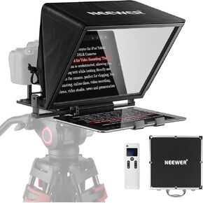 NEEWER Teleprompter X17 II with RT113 Remote/APP Control, 17" HD Beamsplitter All Metal Frame Upgraded Camera Mount QR Plate Compatible with Manfrotto 501PL iPad iPhone, Max Load 44.1Ib, Assembly Free