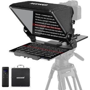NEEWER X12 Aluminum Teleprompter with RT-110 Remote Control (Connected via Bluetooth on NEEWER Teleprompter App) & Carry Case, Compatible with iPad, iOS/Android Tablets, Smartphones, DSLRs (Black)