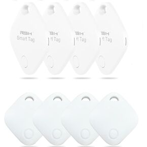 Key Finder 4 Pack Tag with Case Bluetooth Tracker for Luggage Works with Apple Find My Smart Tracker Locator for Suitcase, Bag, Backpack, Wallet, Replaceable Battery Smart tag Item Finder