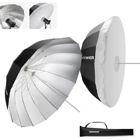 NEEWER 71"/180cm Parabolic Reflective Umbrella Photography with Silver Inner, Soft Lighting with Diffuser Cover, Bag, Quick Fold for Camera Photo Studio Video Light Shooting Monolight Flash, NS4U