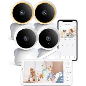ARENTI 3MP Baby Monitor with 2 Cameras, 5-inch Split Screen Display, WiFi 6 Smartphone App, Night Vision, Cry Detection, Temp & Humidity Sensor, 2-Way Audio (D3 Set)