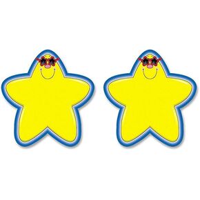 Carson Dellosa 36-Piece Mini Stars Bulletin Board Cutouts, Star Cutouts for Bulletin Boards, Yellow with Rainbow Colored Border Star Bulletin Board Decorations and Classroom Décor
