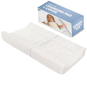 Jool Baby Soft Changing Pad + Washable Cover, Non-Slip - Fits Standard Changing Tables & Dressers (Gray)