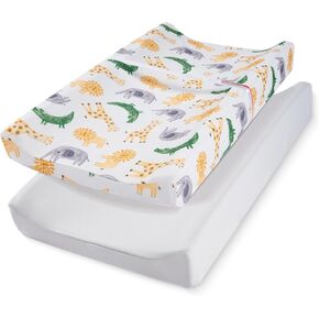 TILLYOU Changing Pad Cover Set in Soft Jersey Material Diaper Changing Table Sheets - Fits 32"/34''x16 Contoured Pad for Babies,Peachy Pink & Lt Gray in Kuwait