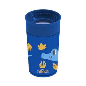 Dr. Brown's Milestones Cheers 360 Cup Spoutless Transition Cup, Travel Friendly & Leak-Free Sippy Cup, Blue Alligator – Turquoise Snake, 10 oz/300 mL, 2 Pack