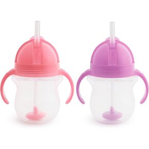 Munchkin أي أكواب Sippy زاوية للأطفال الصغار ، كوب قش مرجح للانسكاب مع مقابض انتقالية للأطفال 6 أشهر وما فوق ، 2 عبوة ، أزرق/أخضر in Kuwait