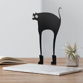 KOLYMAX Metal Cat Minimalist Art Wall Sculpture, Minimalist Abstract Cat Line Wall Art, Modern Minimalist Home Decoration Minimalist Living Room Wall Decoration（Long-Legged Cat）