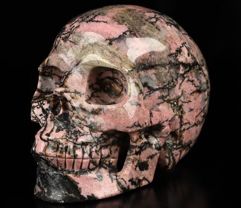 2.0" Pink and Black Rhodonite Crystal Skull, Hand Carved Gemstone Fine Art Sculpture, Reiki Healing Stone Statue.1390 in Kuwait