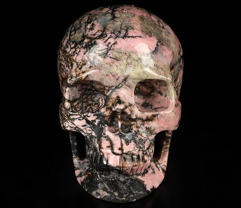 2.0" Pink and Black Rhodonite Crystal Skull, Hand Carved Gemstone Fine Art Sculpture, Reiki Healing Stone Statue.1390 in Kuwait