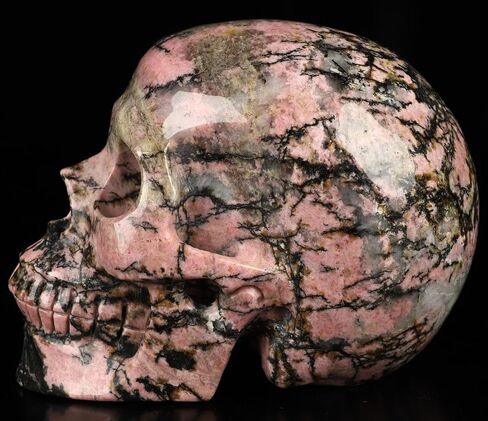 2.0" Pink and Black Rhodonite Crystal Skull, Hand Carved Gemstone Fine Art Sculpture, Reiki Healing Stone Statue.1390 in Kuwait