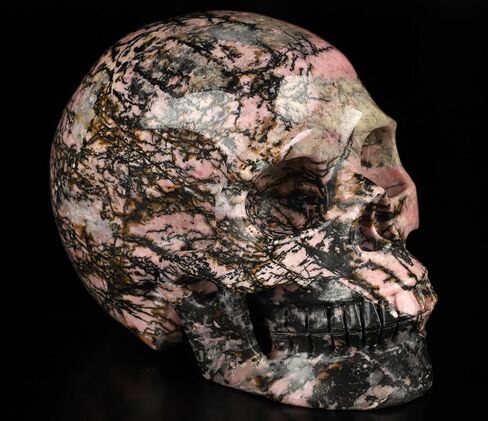 2.0" Pink and Black Rhodonite Crystal Skull, Hand Carved Gemstone Fine Art Sculpture, Reiki Healing Stone Statue.1390 in Kuwait