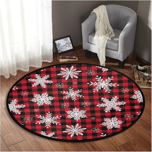 Christmas Sweets Area Rug Round 3ft Winter Candy Canes Circular Carpet Floor Mat Soft Non Skid for Living Room Dining Holiday Decor Seasonal Washable in Saudi Arabia