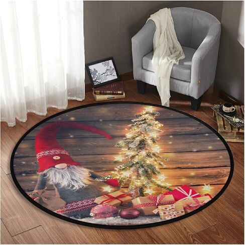Christmas Sweets Area Rug Round 3ft Winter Candy Canes Circular Carpet Floor Mat Soft Non Skid for Living Room Dining Holiday Decor Seasonal Washable in Saudi Arabia