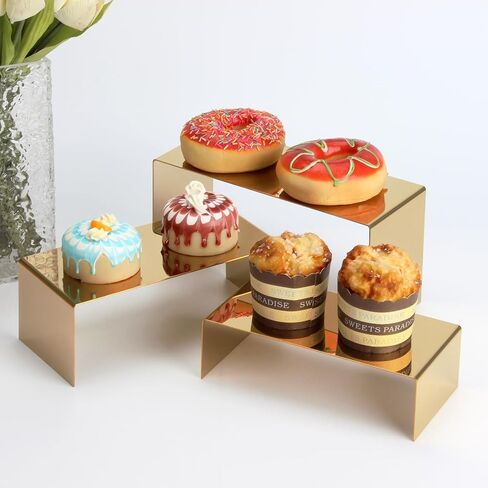 Silver Stainless Steel Riser Figures Display Stand, 3 Pcs Mirror Risers for Jewelry Cake Display, Stackable Figures Makeup Display Shelves Rack for Home Boutique Countertop Holder, 3.9" Widen in Saudi Arabia